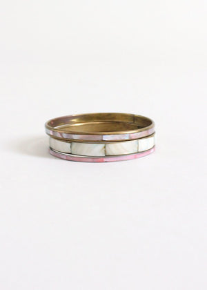 Vintage 1970s Mother of Pearl Bangle Trio
