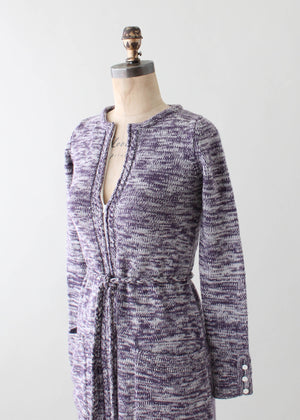 Vintage 1970s Purple Space Dyed Knit Maxi Dress