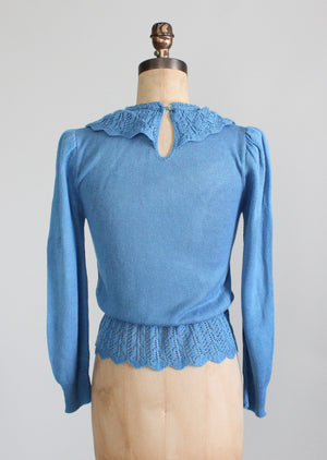 Vintage 1970s Blue Bell Ruffle Sweater