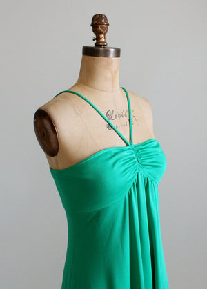 Vintage 1970s Sexy Green Maxi Dress