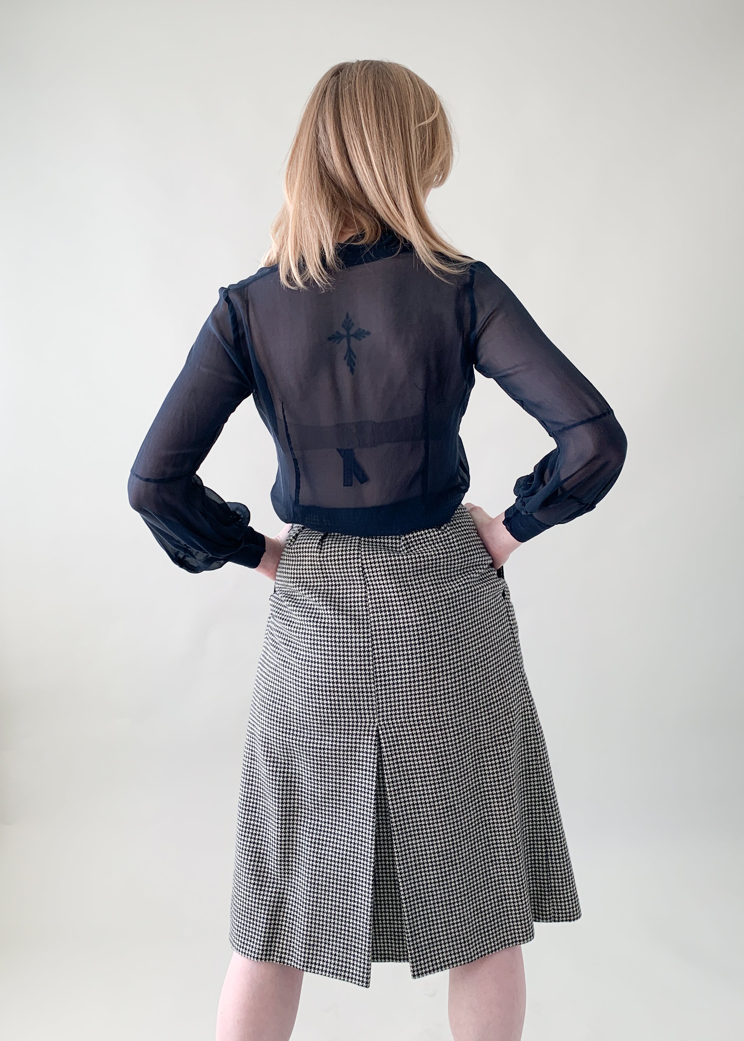 Vintage 1970s Yves Saint Laurent Houndstooth Skirt