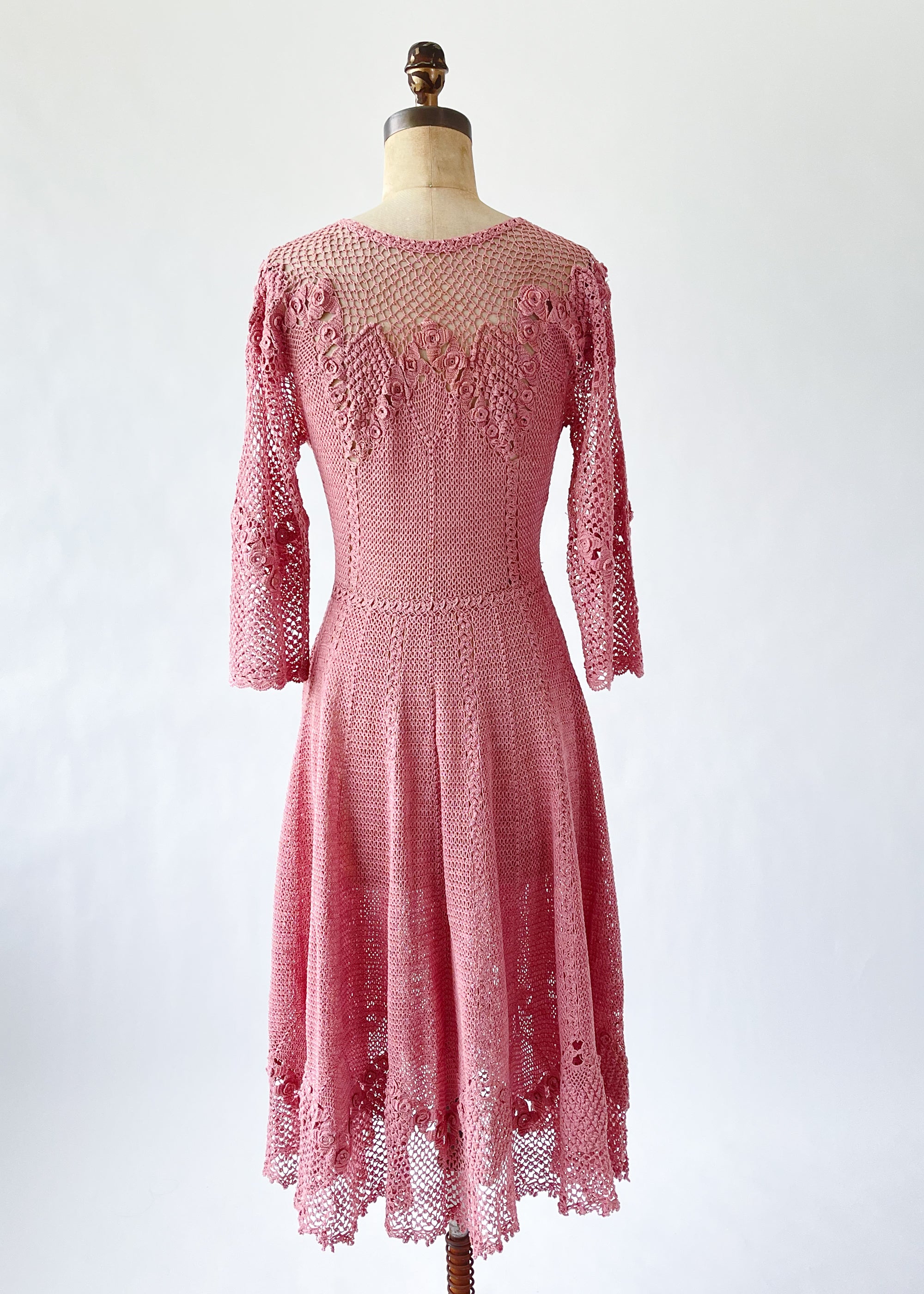 Vintage 1970s Mauve Crochet Dress