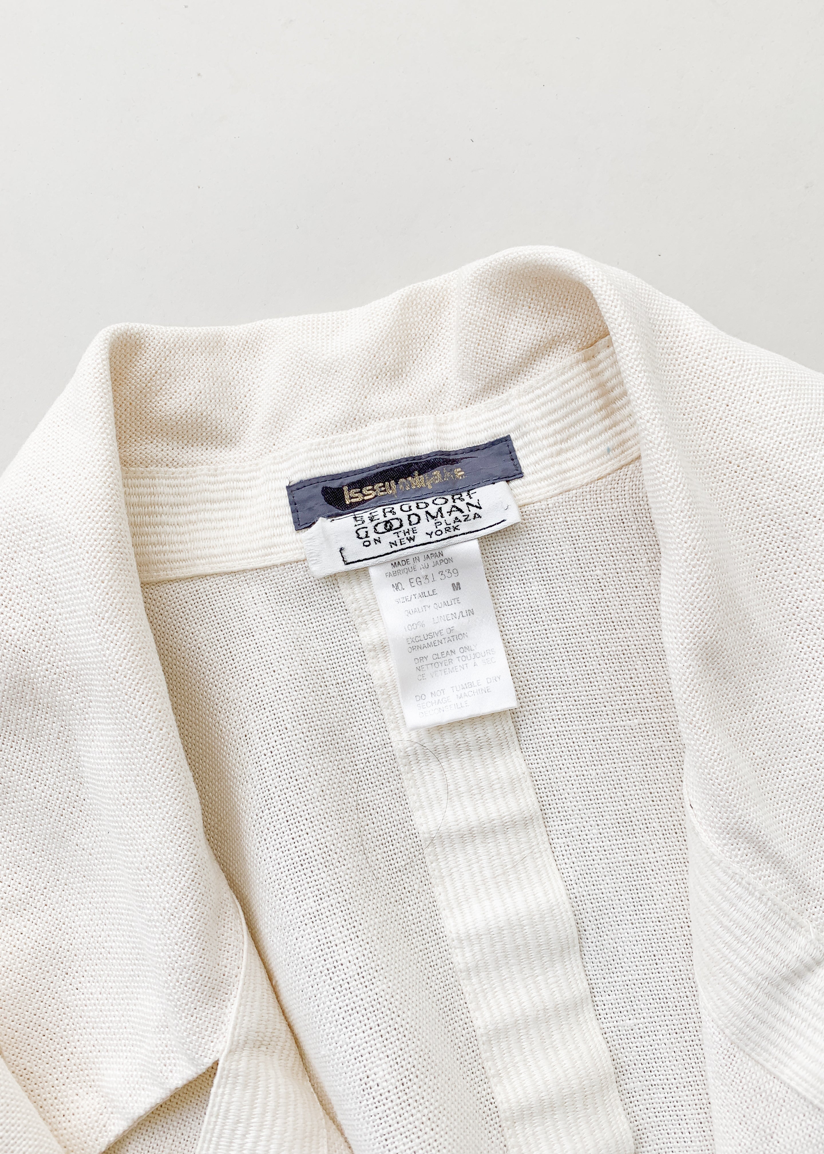 Vintage 1980s Issey Miyake Linen Jacket