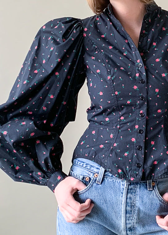 Vintage 1980s Betsey Johnson Floral Shirt