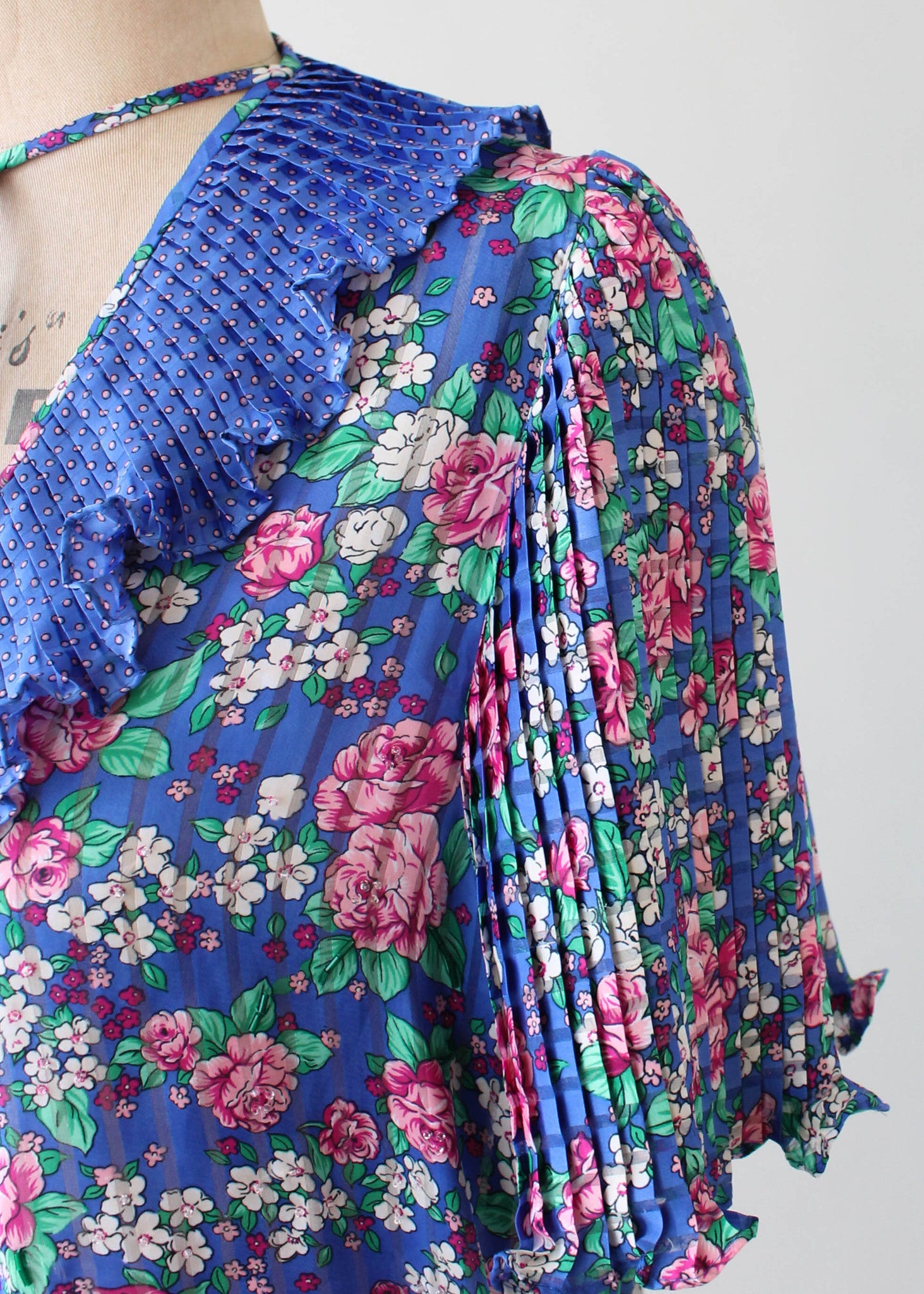 Vintage 1980s Diane Freis Beaded Floral Print Blouse