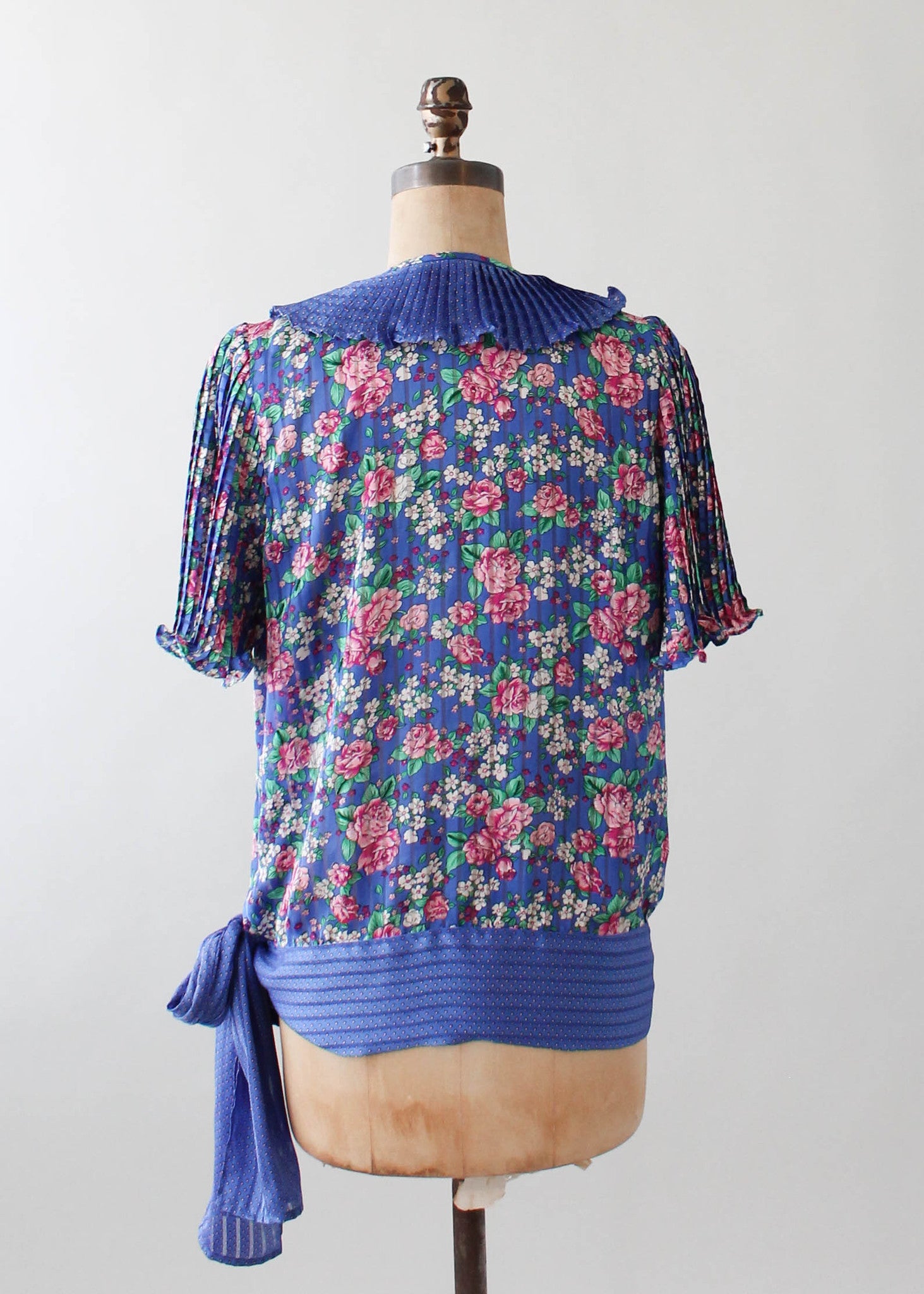 Vintage 1980s Diane Freis Beaded Floral Print Blouse