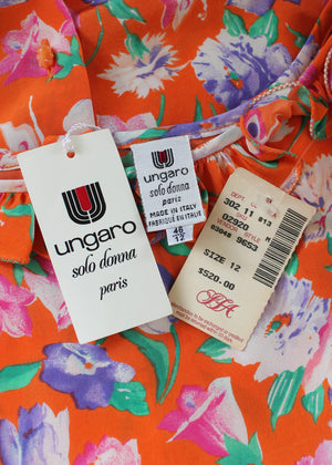 Vintage 1980s Ungaro Floral Silk Blouse NOS