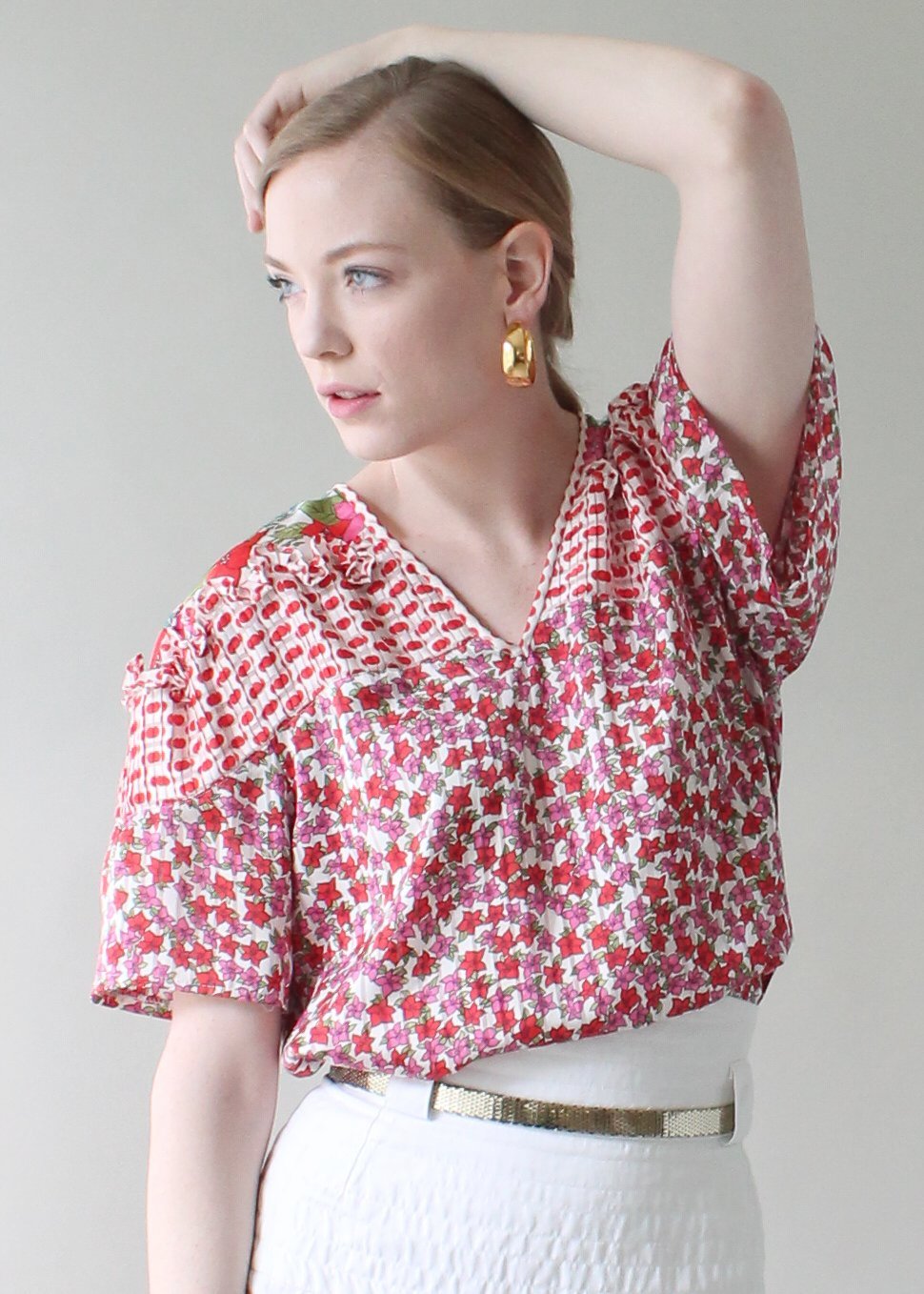 Vintage Diane Freis Flowers and Ruffles Blouse