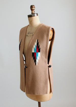 Vintage 1980s Tan Ortega  Chimayo Vest