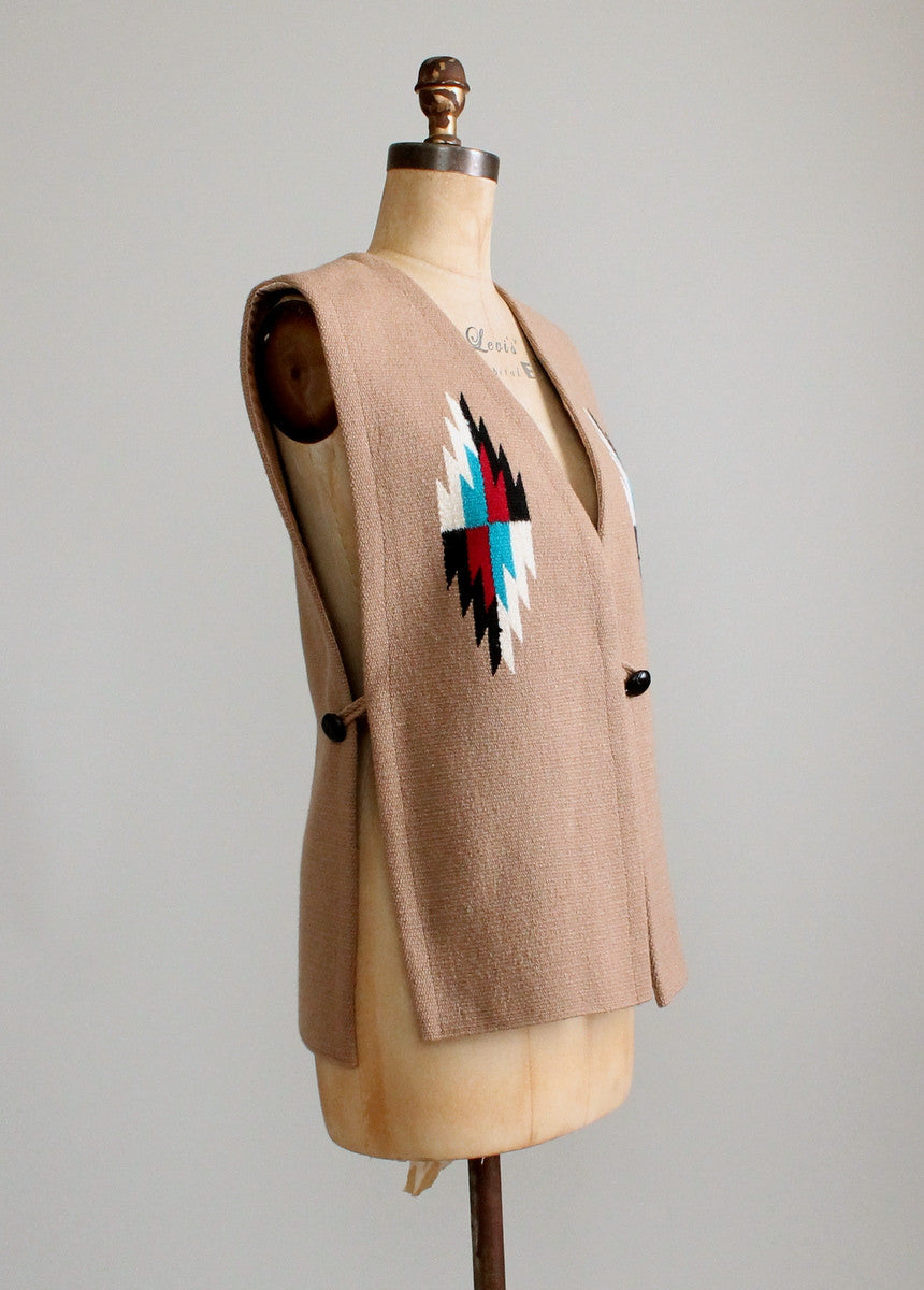 Vintage 1980s Tan Ortega  Chimayo Vest