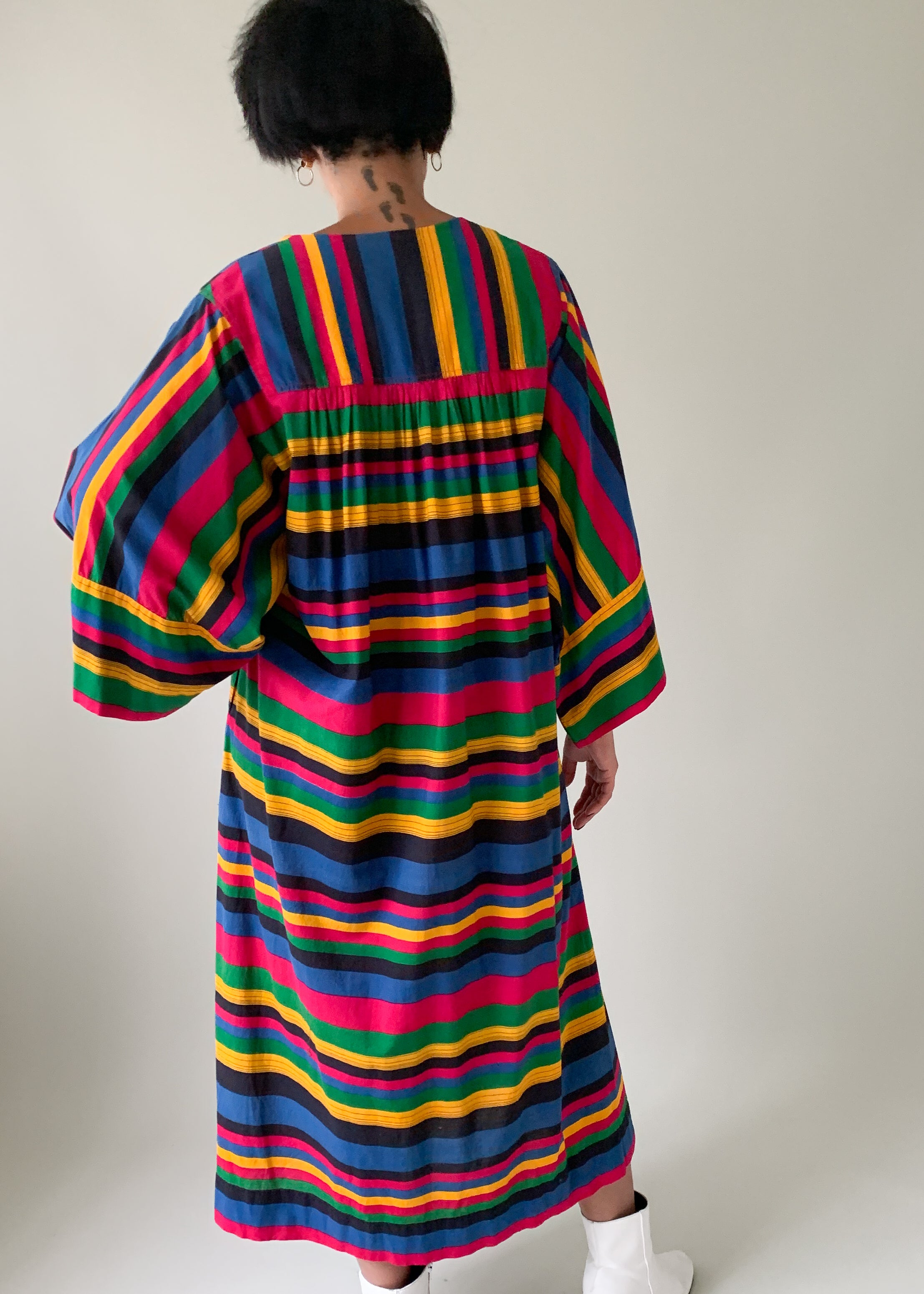 Vintage 1980s Striped Cotton Caftan