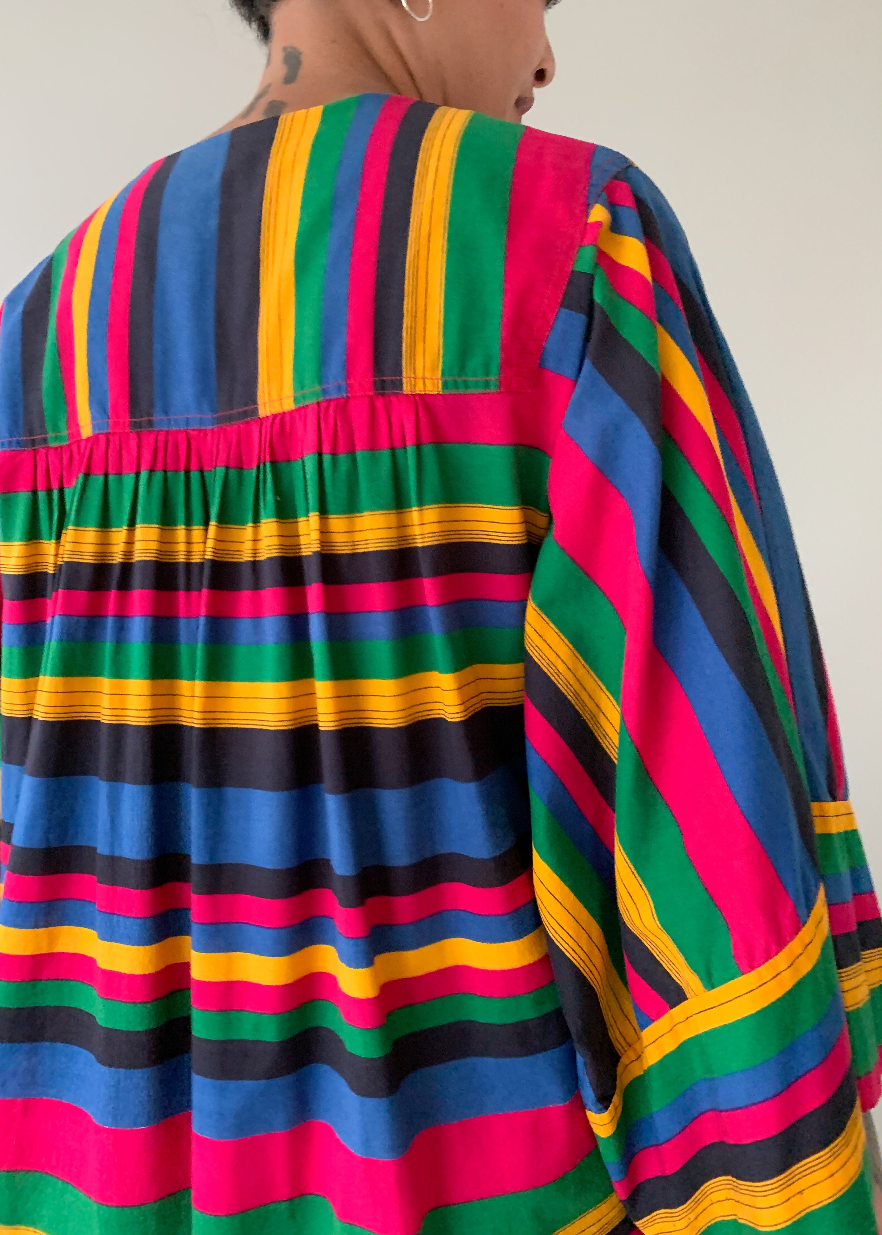 Vintage 1980s Striped Cotton Caftan
