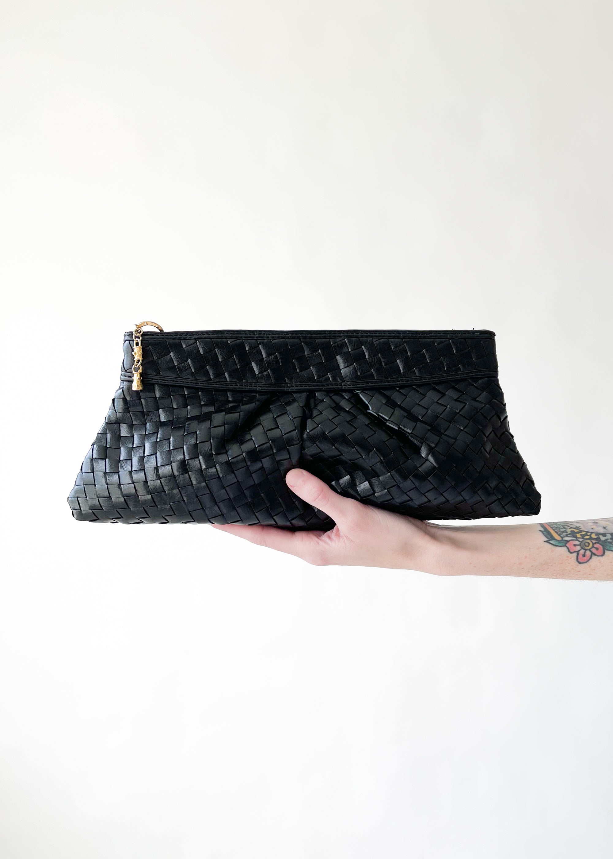 Vintage 1980s Woven Leather Clutch
