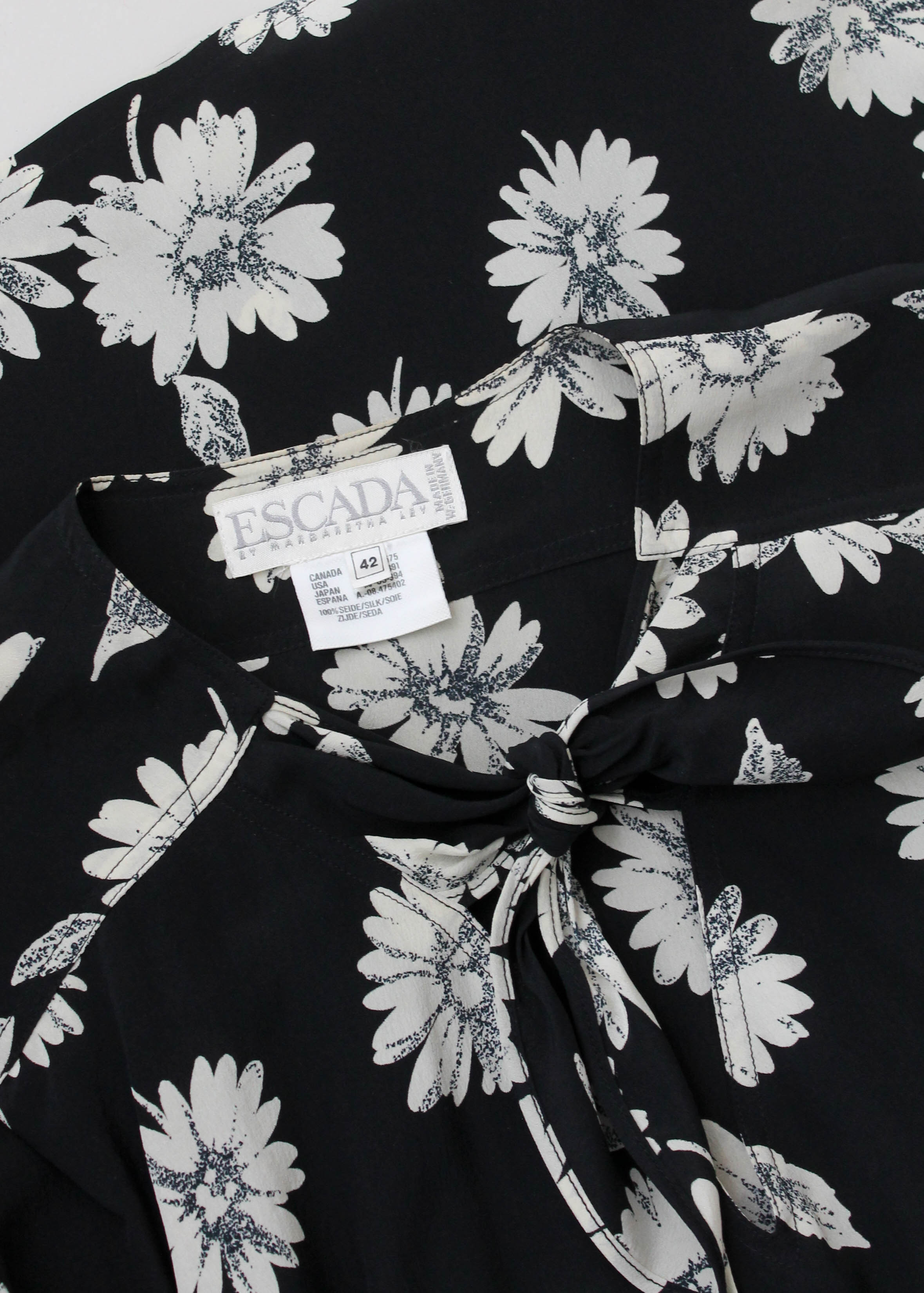 Vintage 1980s Escada Floral Silk Blouse