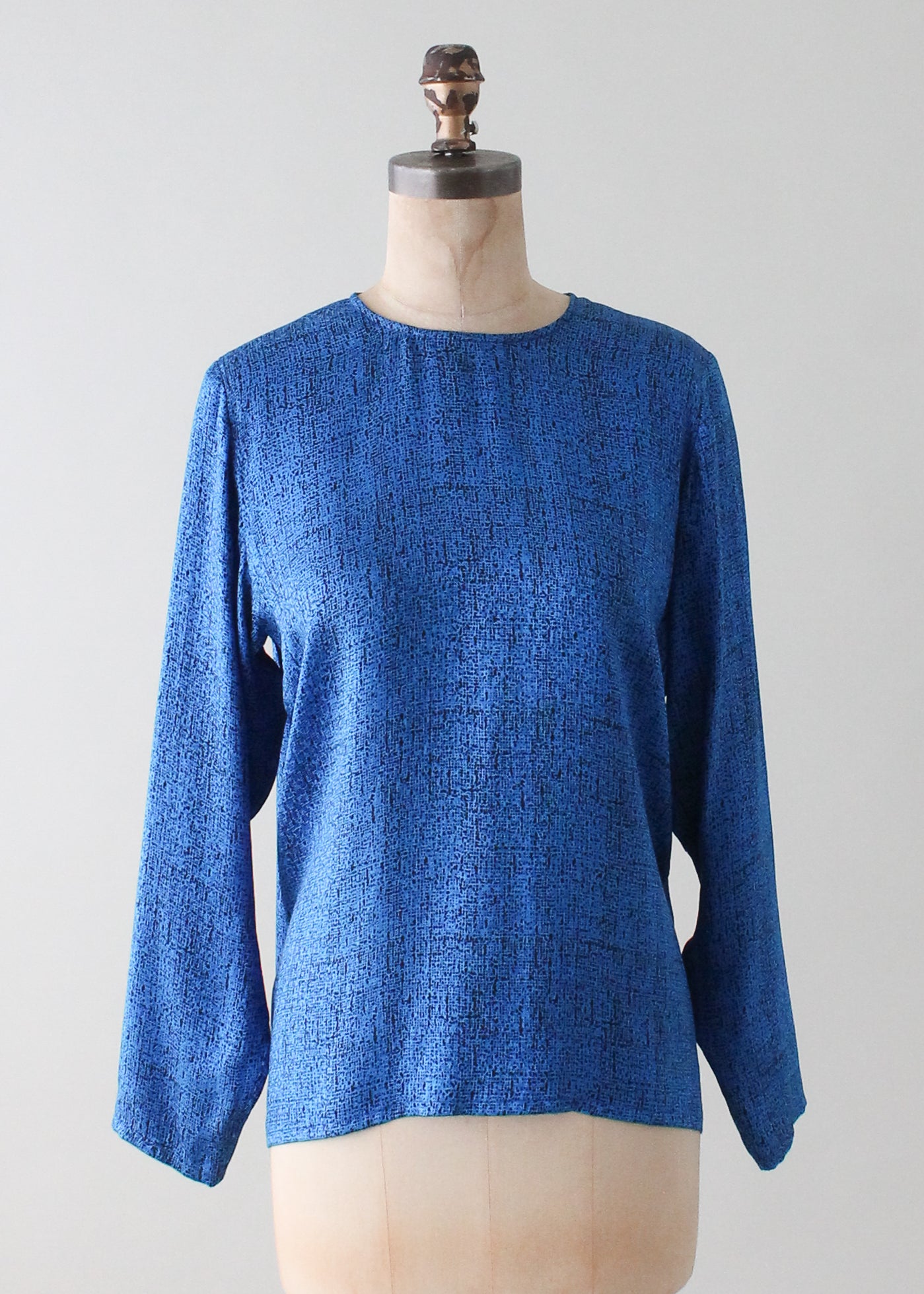 Vintage 1990s Yves Saint Laurent Blue Silk Blouse