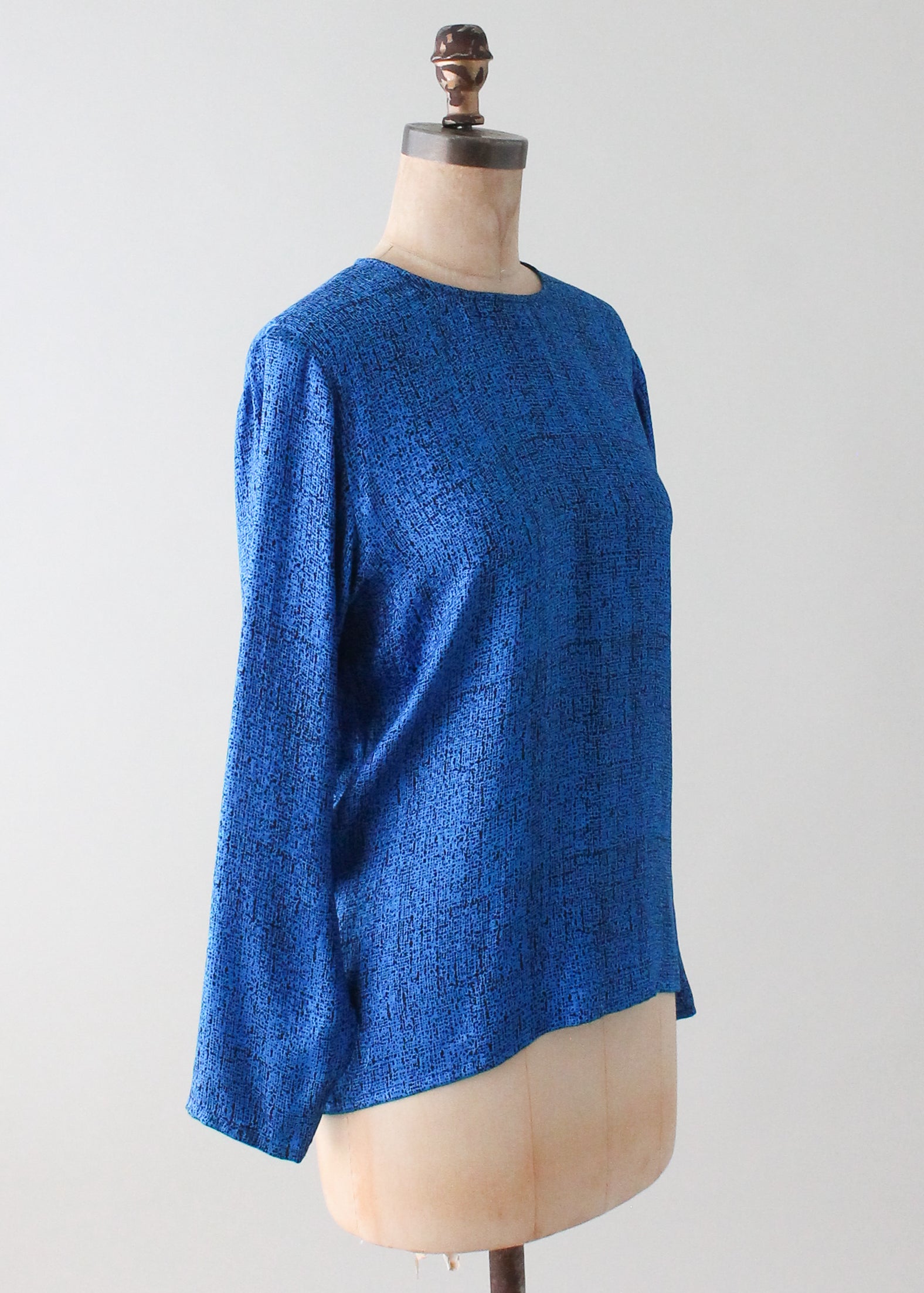Vintage 1990s Yves Saint Laurent Blue Silk Blouse