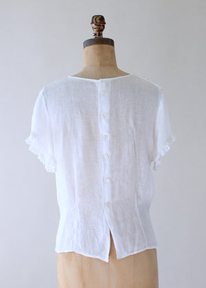Vintage 1930s Sheer White Button Back Blouse