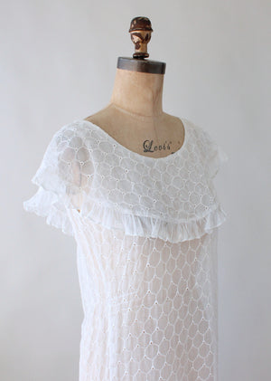 Vintage 1930s White Organdy Honeycomb Party Dress