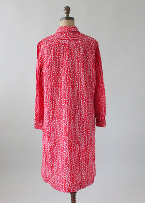 Vintage 1980s City Girl Red Print Shirt Dress