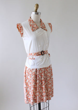 Vintage 1930s Feedsack Cotton Day Dress