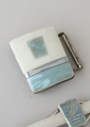 Vintage 1930s Chicago World's Fair Tie Clip and Buckle Gift Set