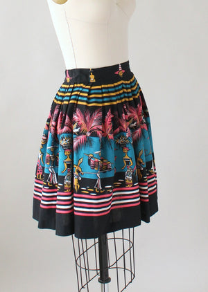 Vintage 1950s Limbo Party Novelty Print Mini Skirt