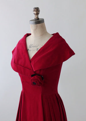 Vintage 1950s Red Velvet Holiday Party Dress