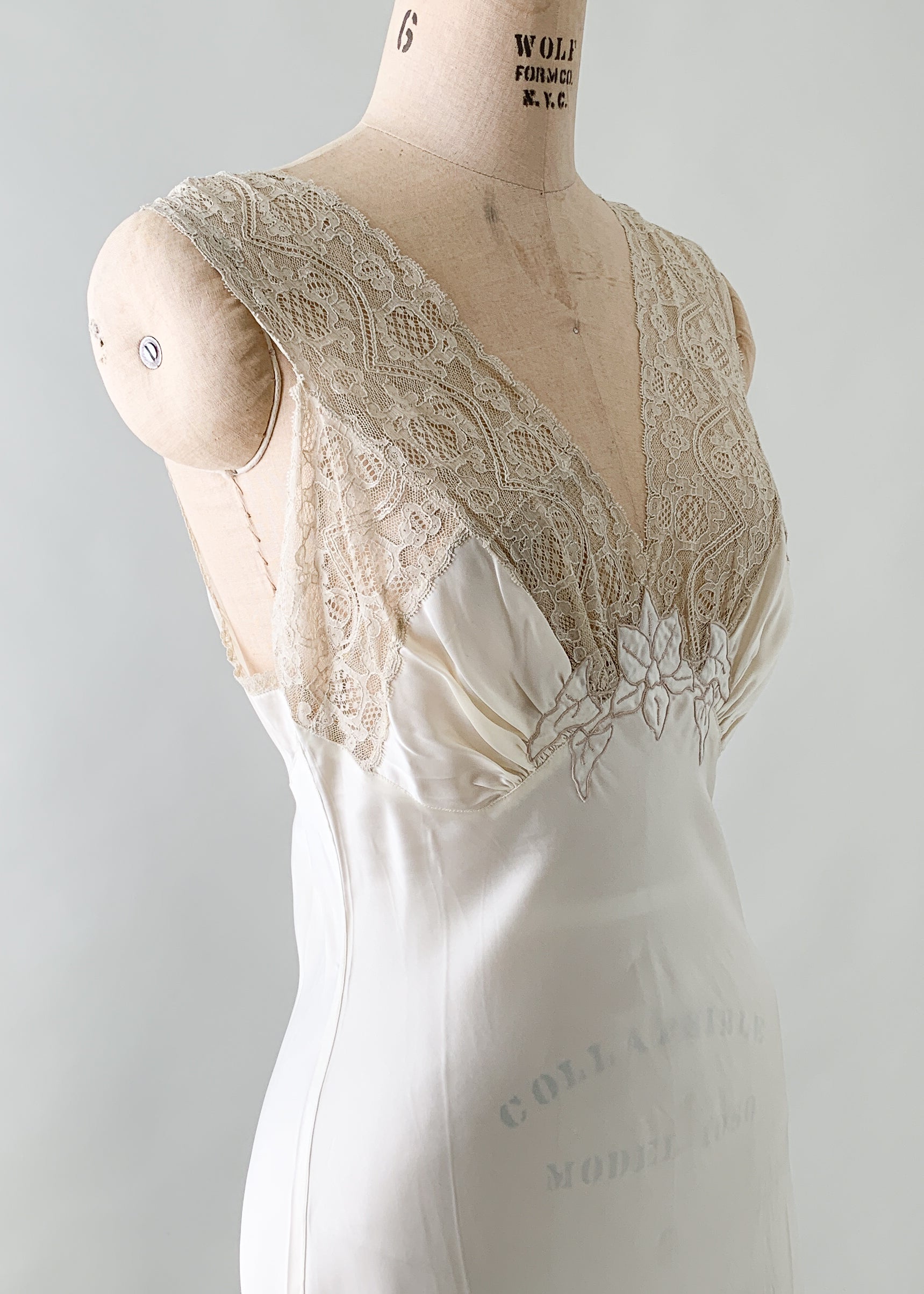Vintage 1930s Rayon and Lace Slip Dress or Gown