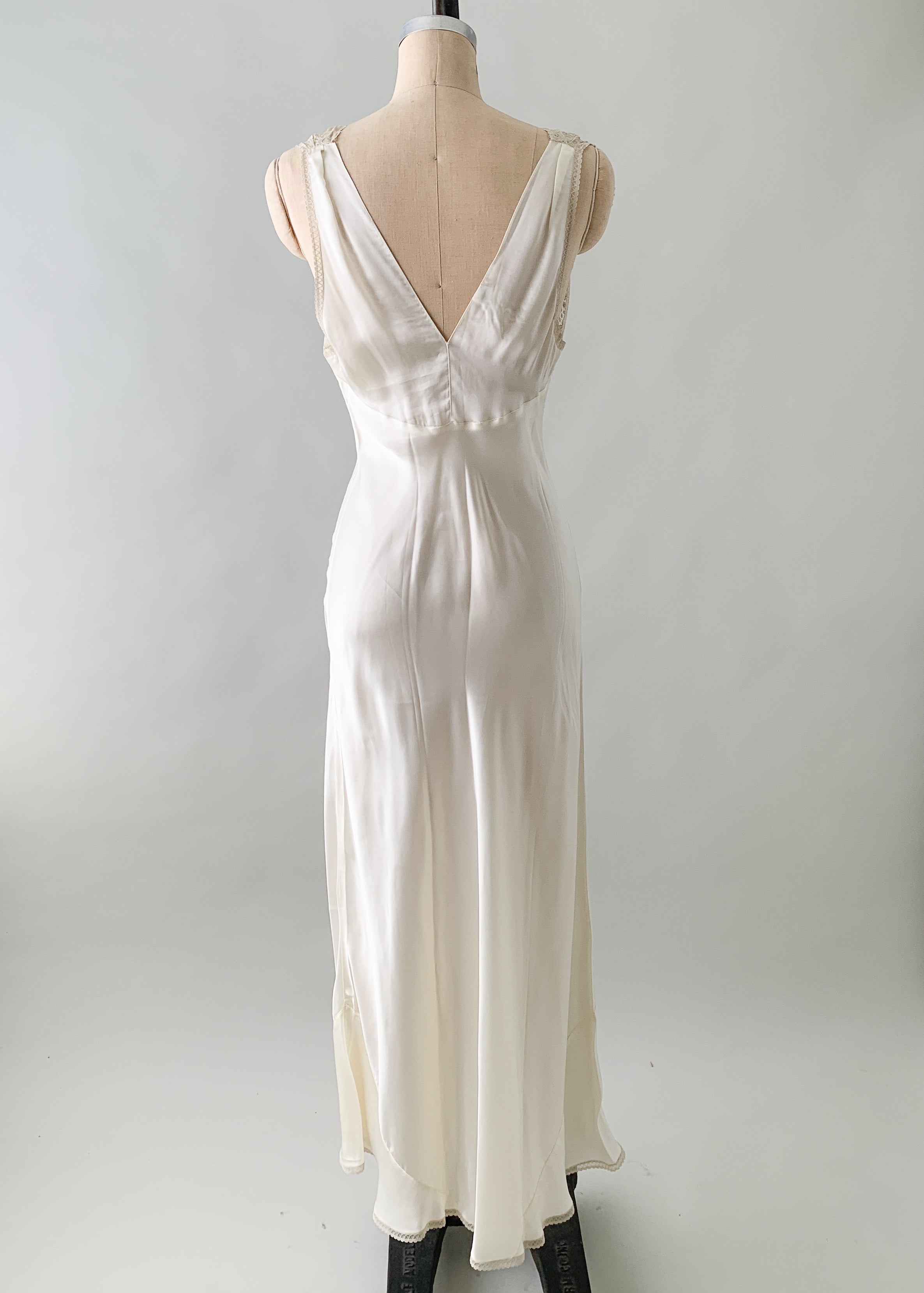 Vintage 1930s Rayon and Lace Slip Dress or Gown