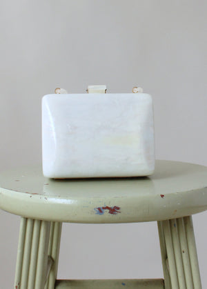 Vintage 1950s White Lucite Box Purse