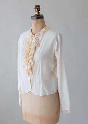 Vintage 1920s Silk and Lace Parisian Blouse