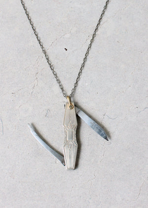 Vintage 1920s Silver Dual Blade Knife Necklace
