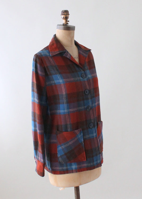 Vintage Women's Grey Wool Plaid 49R Jacket