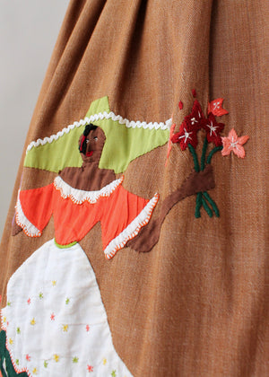 Vintage 1950s Jamaican Novelty Border Souvenir Skirt