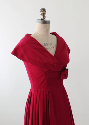 Vintage 1950s Red Velvet Holiday Party Dress