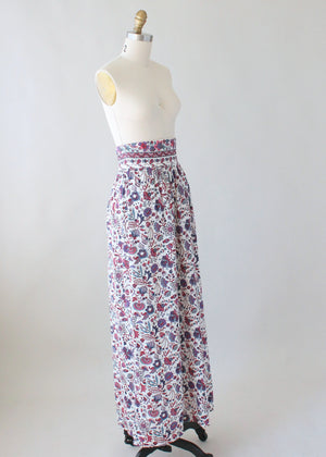Vintage 1970s Indian Cotton Floral Maxi Skirt