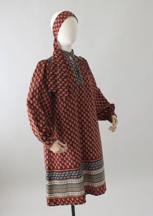 Vintage 1970s Indian Cotton Fall Dress