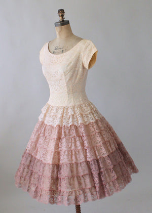 Vintage 1950s Ombre Lace Party Dress