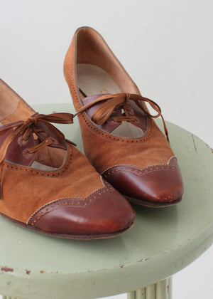 Vintage 1960s Two Tone Pointed Toe Oxfords