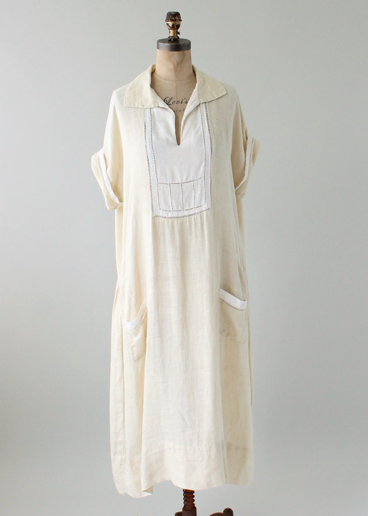 1920s shirt dress Vintage Two Tone Linen Day Written instructions Ashirexll Long Sleeve Mini Black:LARGE Glenora
