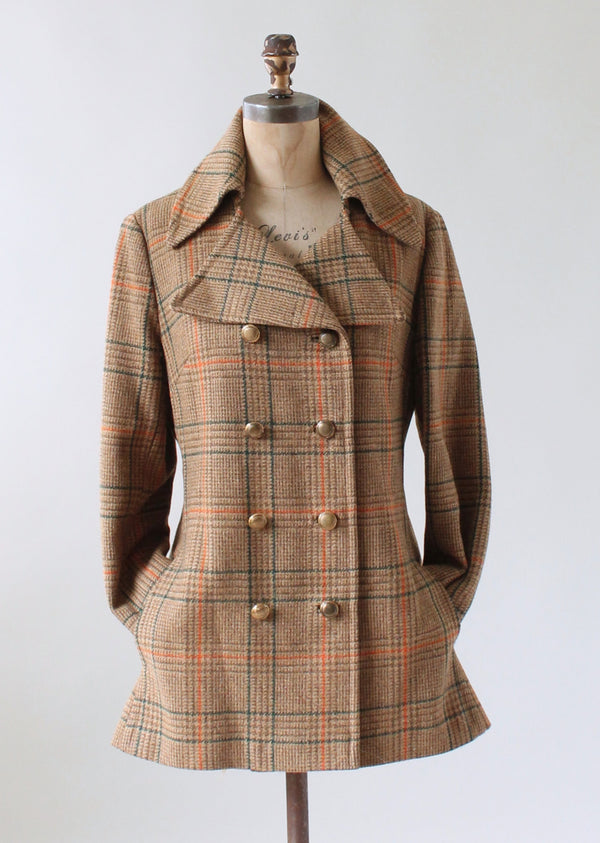 n*o様 Euro Vintage Tweed Coat Double Brea 8-