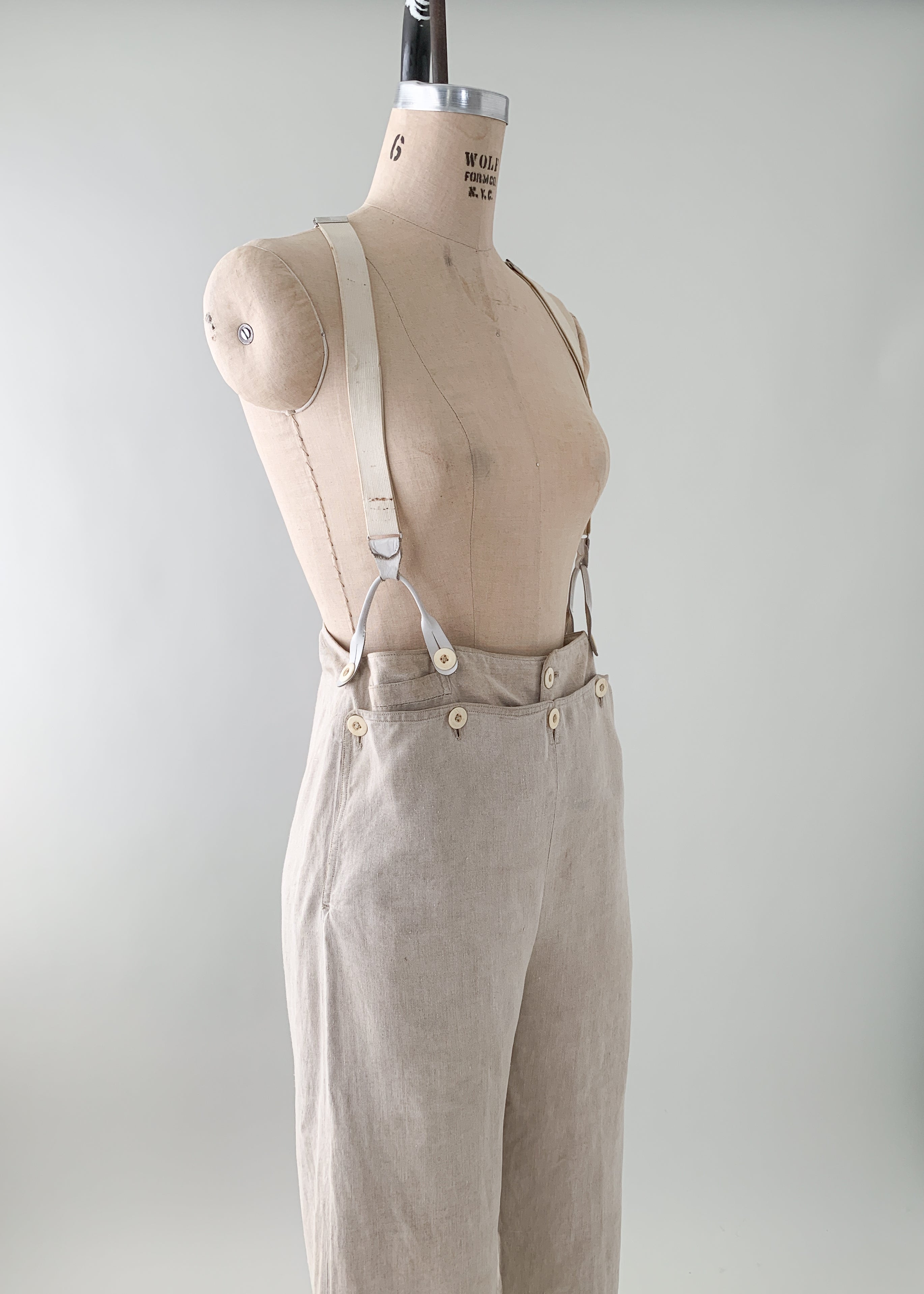 Antique 1840s Linen Menswear Pants