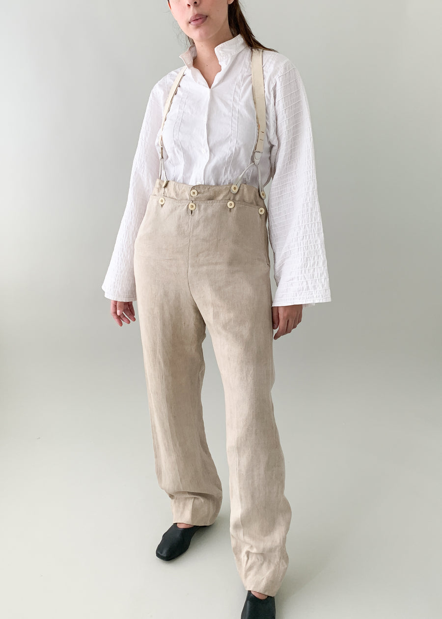 Antique 1840s Linen Menswear Pants
