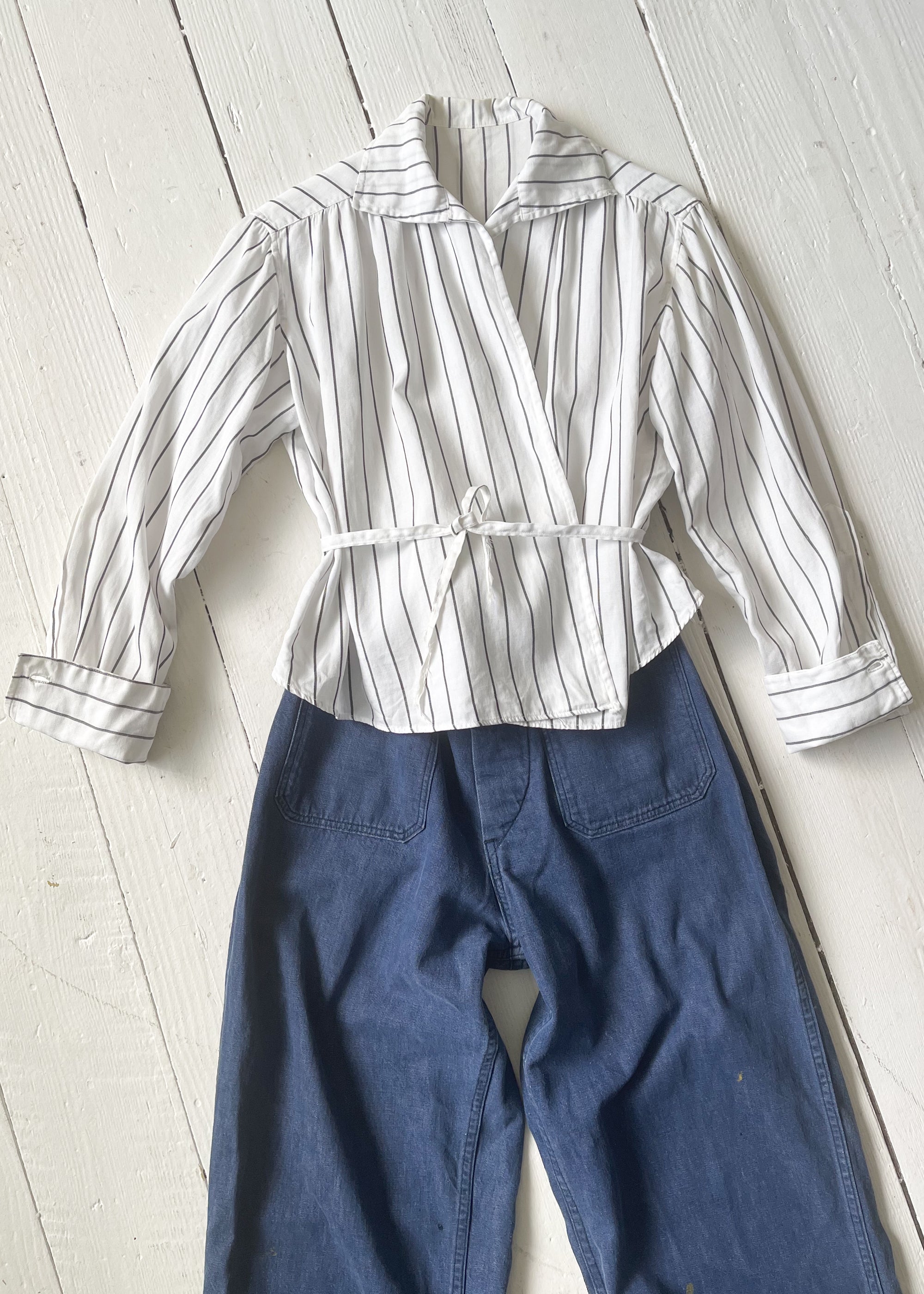 Antique Edwardian Cotton Wrap Blouse