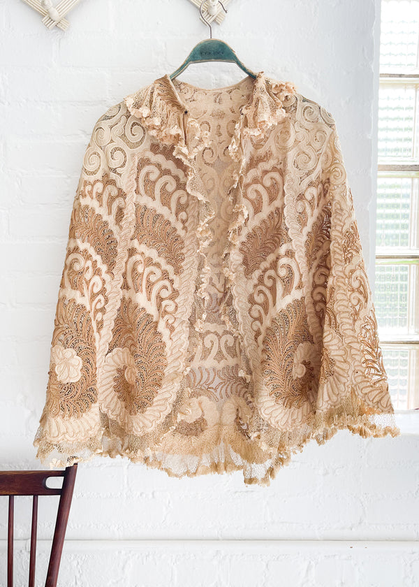 Antique Edwardian Lace Summer Cape - Raleigh Vintage