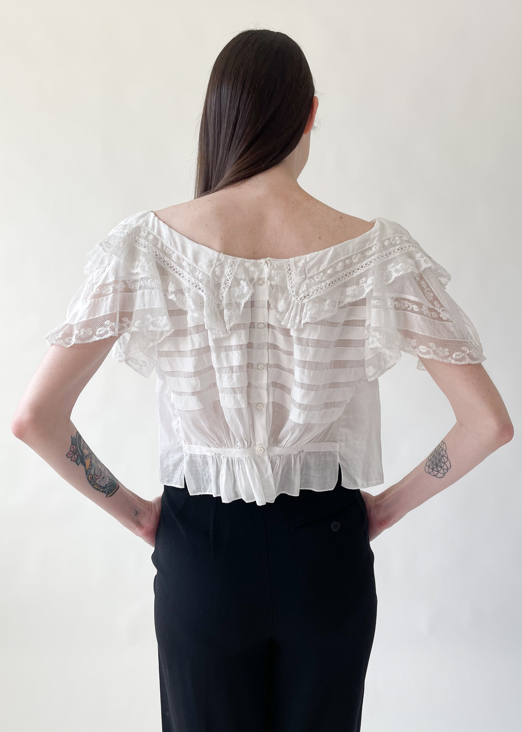 Antique Edwardian Lace Shoulder Top