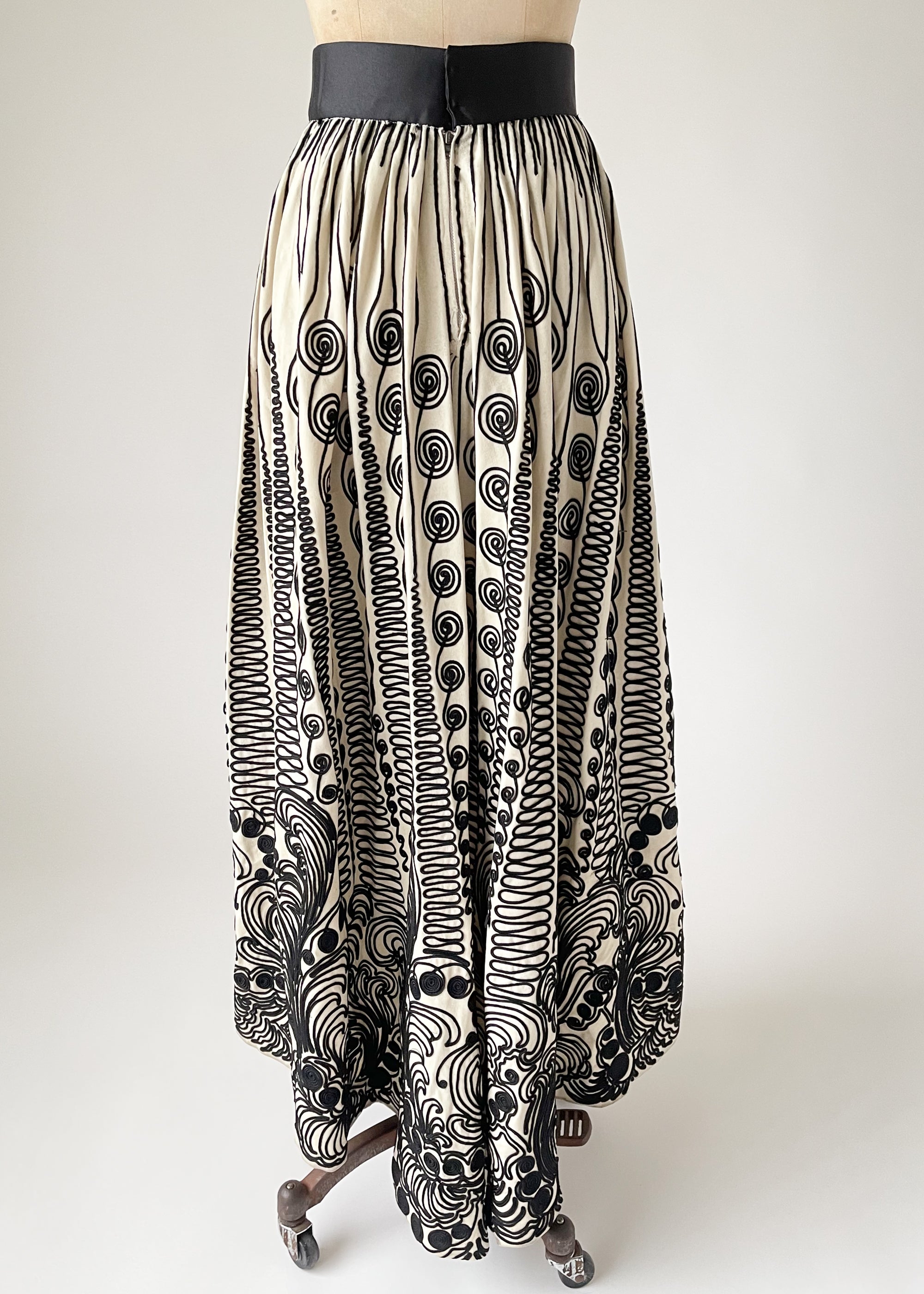 Antique Edwardian Soutache Wool Skirt