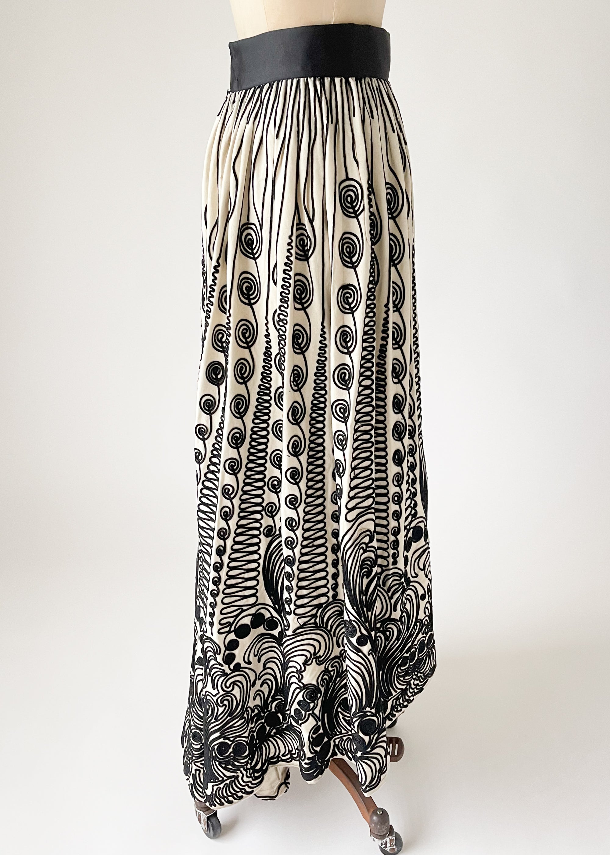 Antique Edwardian Soutache Wool Skirt