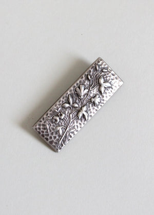 Vintage Late 1800s Floral Silver Brooch
