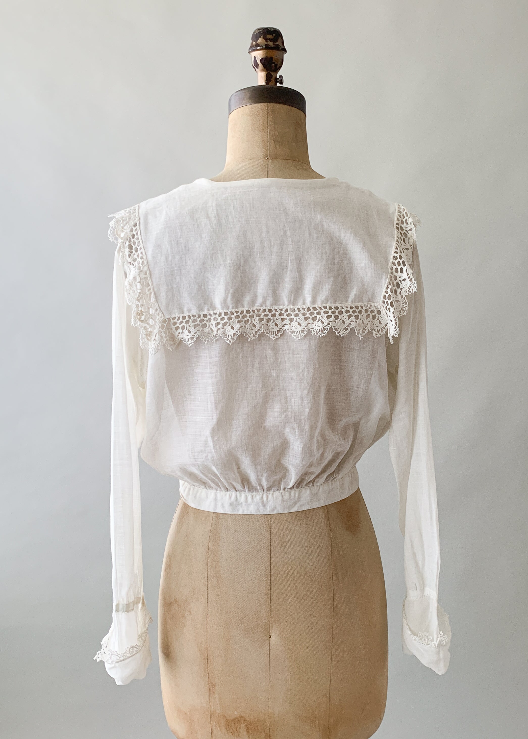 Antique Edwardian Embroidered Cotton Blouse